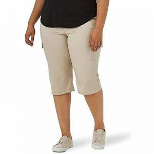 Lee Women&#039;s Size Flex-to-Go Cargo Skimmer Capri Pant Size 24 Tan Plus
