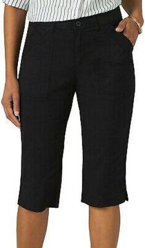 my souper בגדים לכל גיל NEW Lee Flex-to-Go Utility Skimmer Relaxed Fit Mid Rise Black Capri Pant 18 Reg