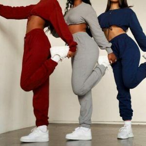Cotton 2PCS Winter Yoga Set Casual Sport Suit Workout Clothes For Women Running