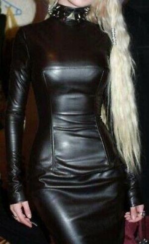 my souper תכשיטים ואבזרי ליבוש Women Black Leather Dress Genuine Lambskin Women&#039;s Fashion Plus Size - WD007