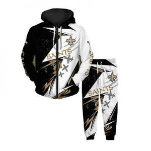 New Orleans Saints 2PCS Tracksuit Casual Zip Up Hoodie Jogging Pants Sports Suit
