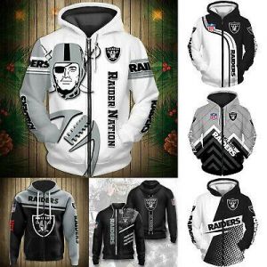 Las Vegas Raiders Men&#039;s Hoodie Sweatshirt Casual Zipper Coat Jacket Tops Gifts