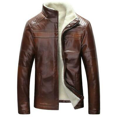 my souper תכשיטים ואבזרי ליבוש Men' Fur Lined Leather Winter Warm Men' Fur Leather Jacket Fashion Cowboy Jacket